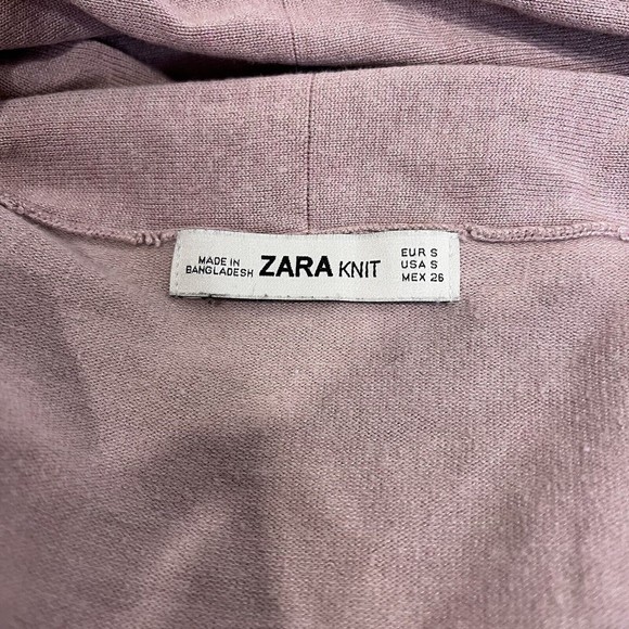 Zara Cardigan Sweater Womens Small Pink Waist Tie Knit Long Sleeve Casual Top - Picture 4 of 6